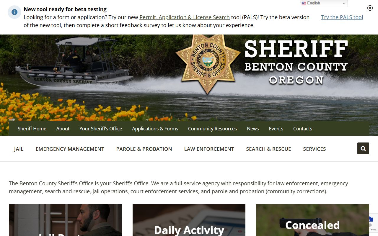 Benton County Sheriff official website 24 hour booking