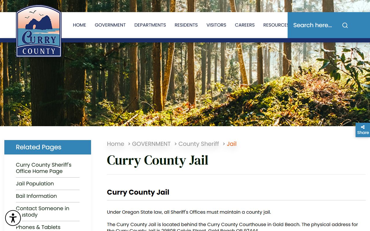Curry County jail information page for booking and inmate details