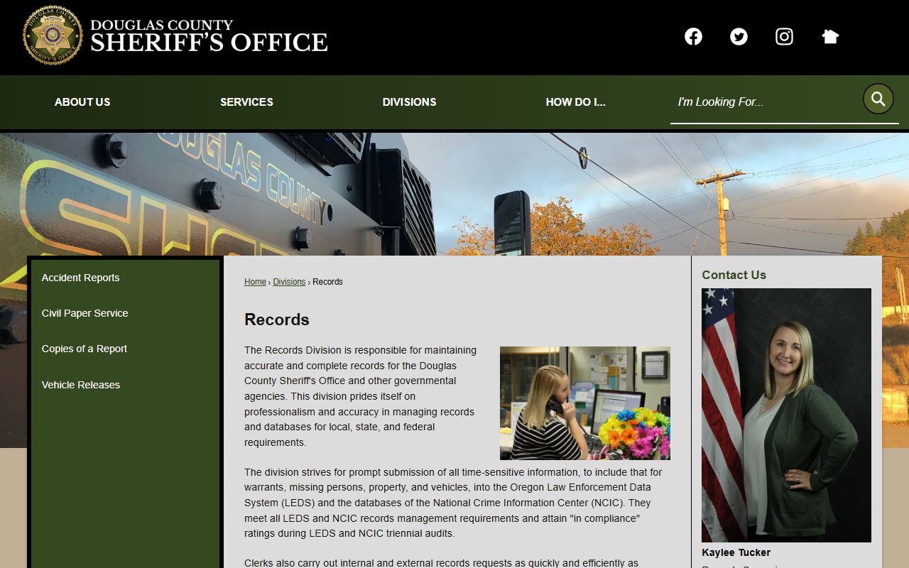 Douglas County Sheriff records division page for public records requests