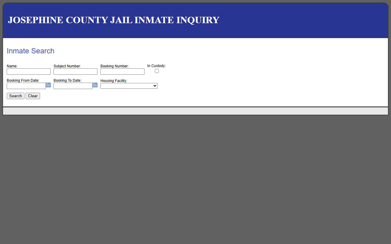 Josephine County inmate search Josephine County 24 hour booking