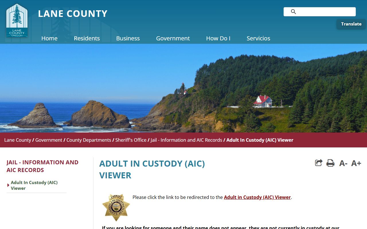 Lane County Adults in Custody Viewer Lane County 24 hour booking