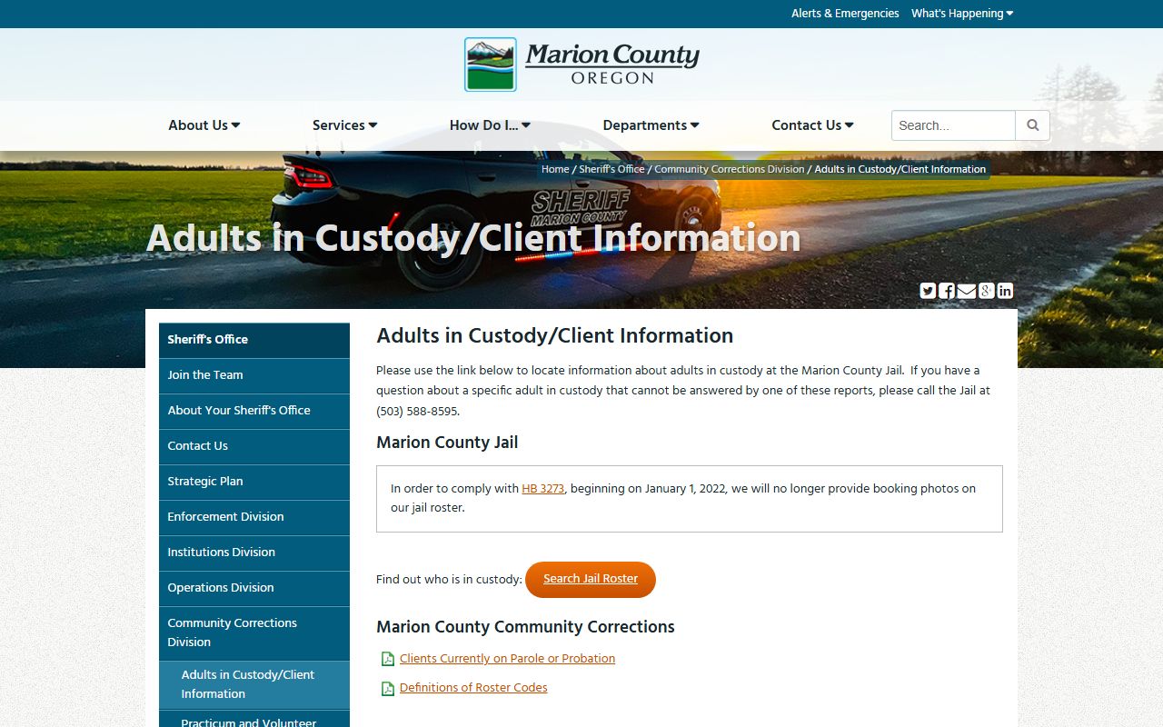 Marion County inmate search Marion County 24 hour booking