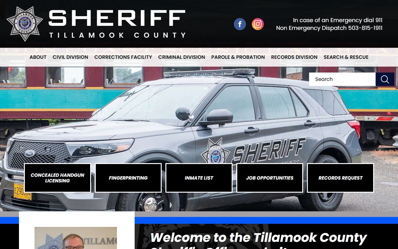 Tillamook County Sheriff office 24 hour booking records