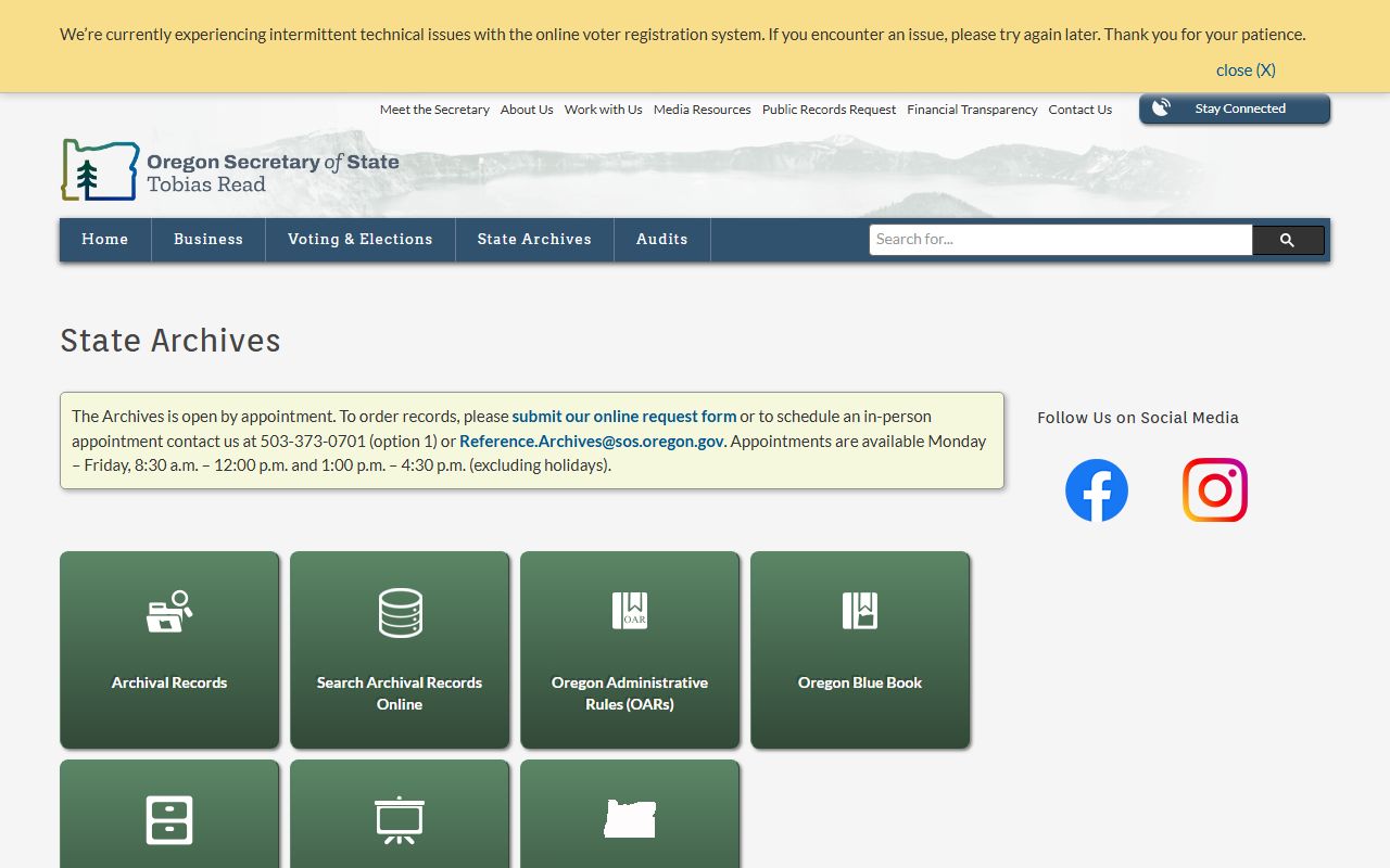 Oregon State Archives public records 24 hour booking history