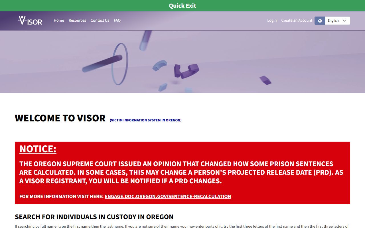 VINE victim notification system Oregon 24 hour booking alerts